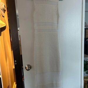 Acler Mock Neck Bodycon White Midi Dress